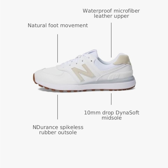 New Balance White and Cream golf shoes - Picture 3 of 9